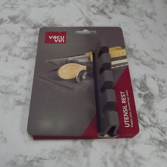 Gray Silicone Utensil Rest Holder - Original Vacu Vin Silicone Utensil Rest - Picture 1 of 4
